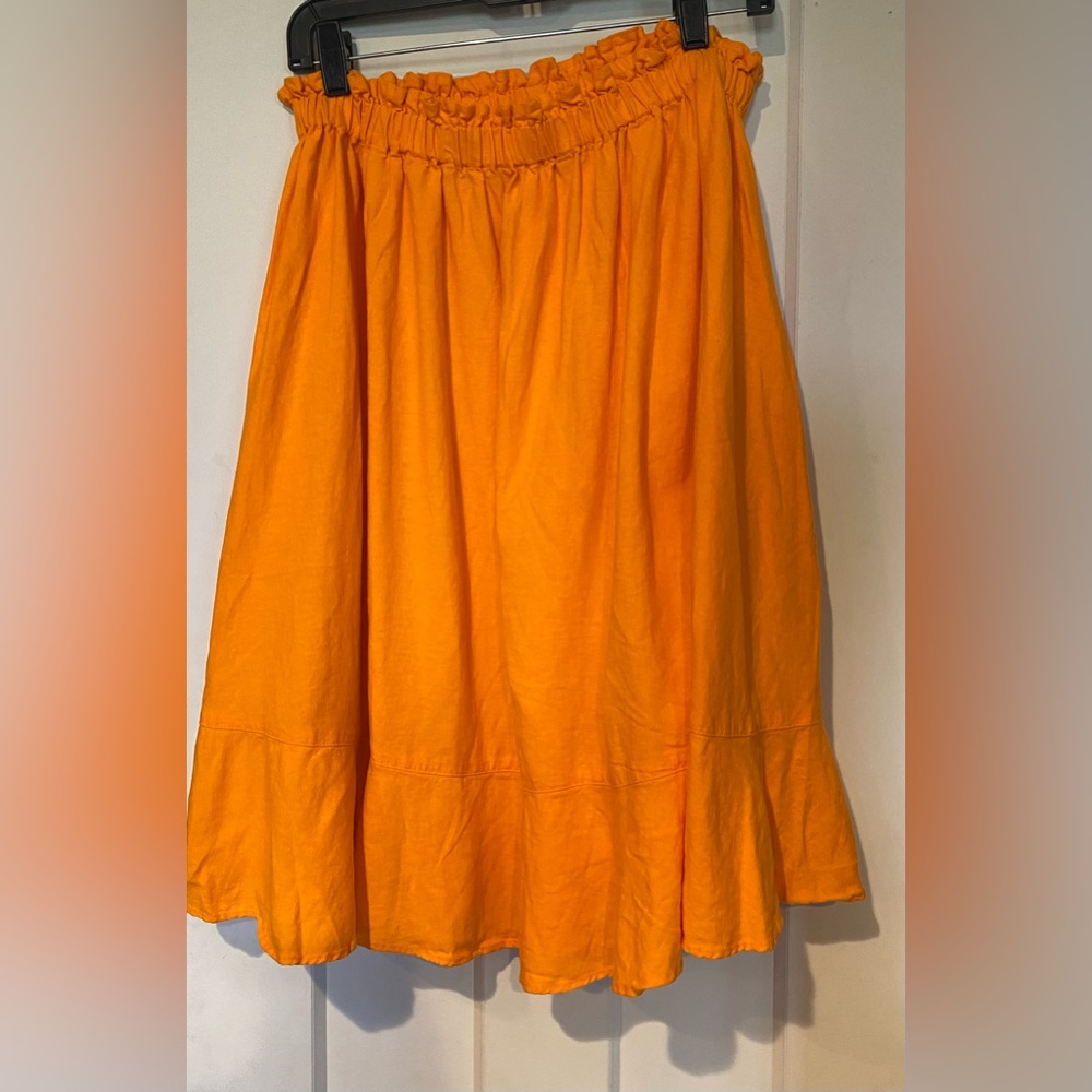 Show Me Your MuMu Linen Blend Orange Pull On Shirt **lots of stretch **